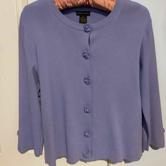 Grace Dane Lewis Sweaters - Fine gauge periwinkle cardigan